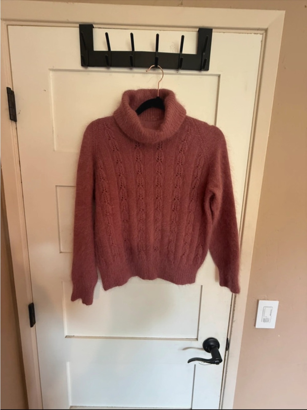 Cozy Angora Turtleneck Sweater in Dusty Rose